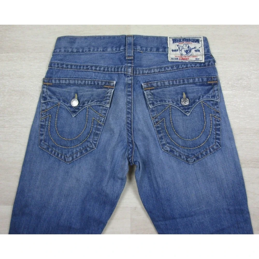Vintage Y2K True Religion Men's Straight Leg Jeans Size (32x28.5) Flap Pocket